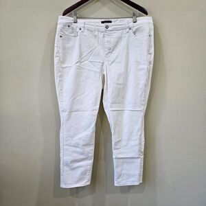 Talbots Womens Slim Ankle Jean Pants Petites 18WP Cream Mid Rise Classic Preppy